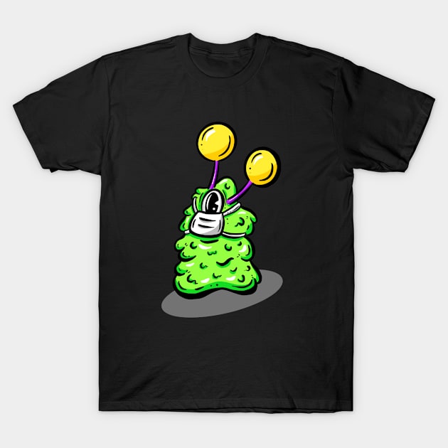 Wear Your Mask Alien Monster Slime Cartoon Covid T-Shirt by Squeeb Creative